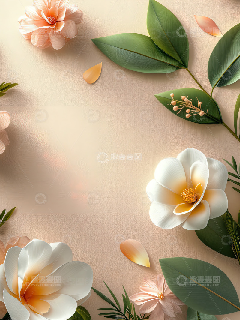 商品展示展台鲜花背景30