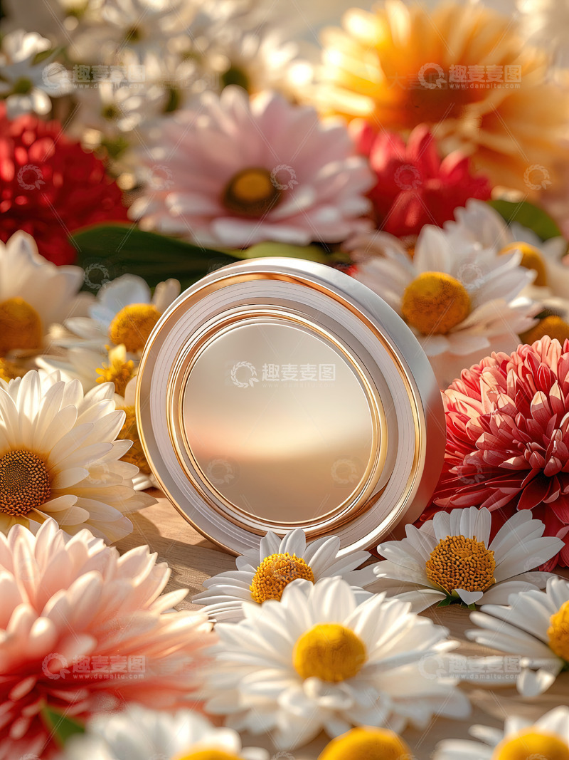 商品展示展台鲜花背景14