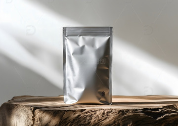 银色食品包装场景样机贴图