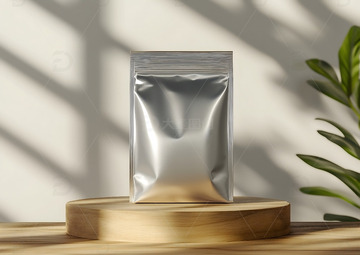 银色食品包装场景贴图样机