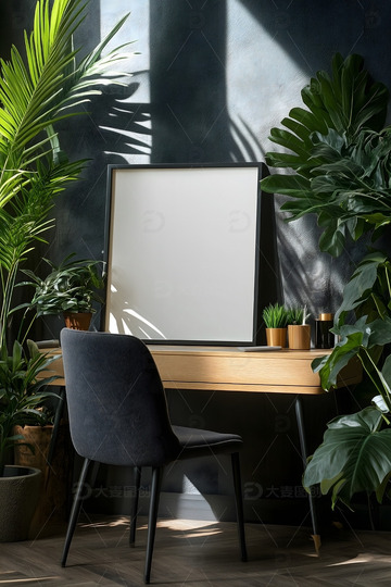 海报相框装饰画框室内贴图样机1