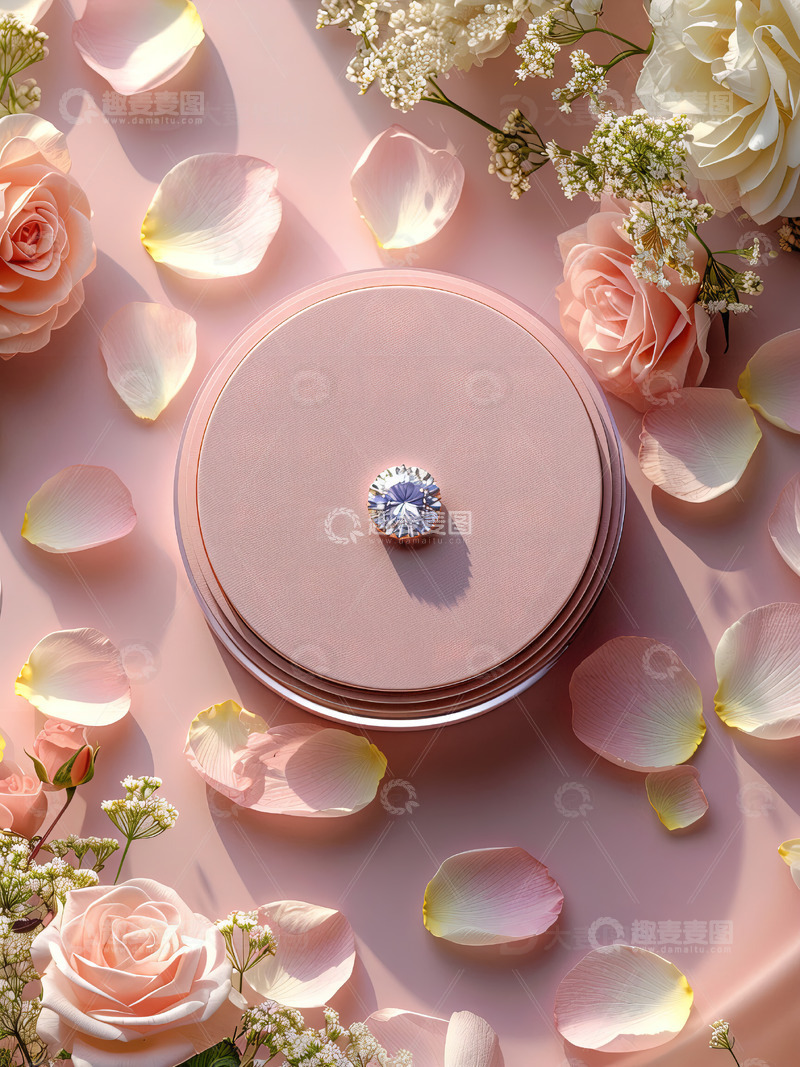 商品展示展台鲜花背景15