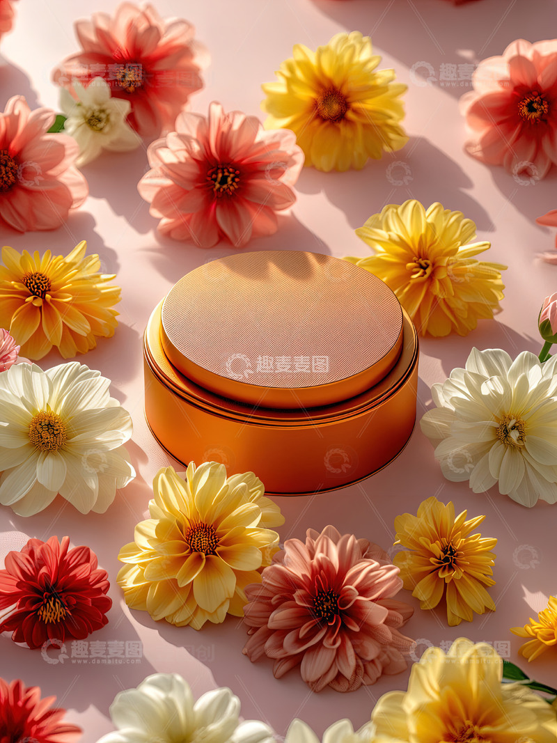 高清大图下载【趣麦麦图】商品展示展台鲜花背景48