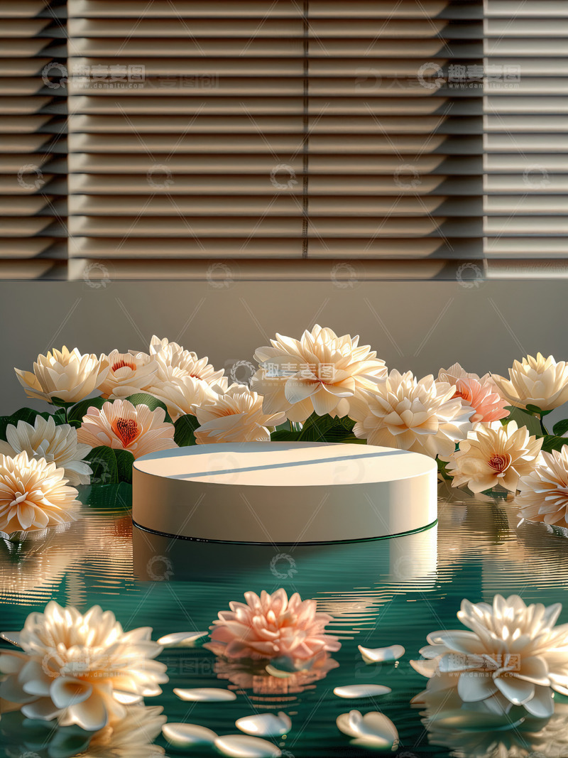 高清大图下载【趣麦麦图】商品展示展台鲜花背景93