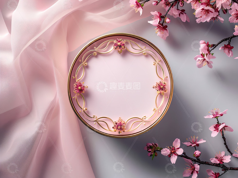 高清大图下载【趣麦麦图】商品展示展台鲜花背景110