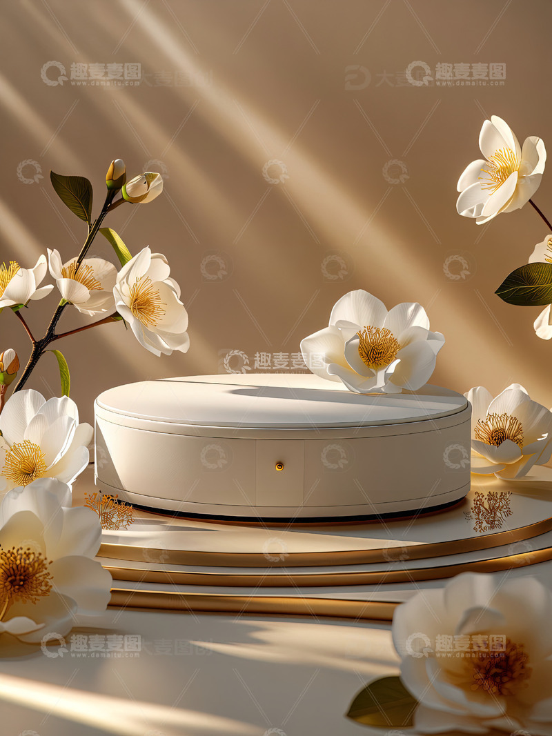 高清大图下载【趣麦麦图】商品展示展台鲜花背景103