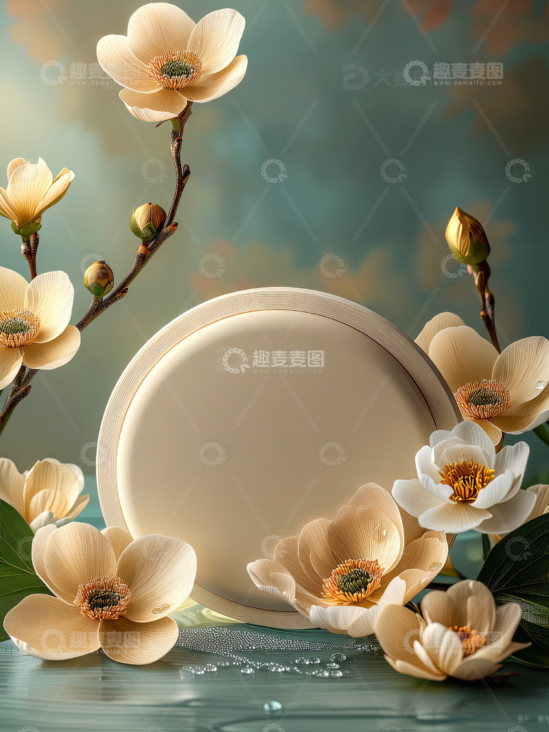 高清大图下载【趣麦麦图】商品展示展台鲜花背景84