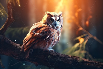 树林里的猫头鹰