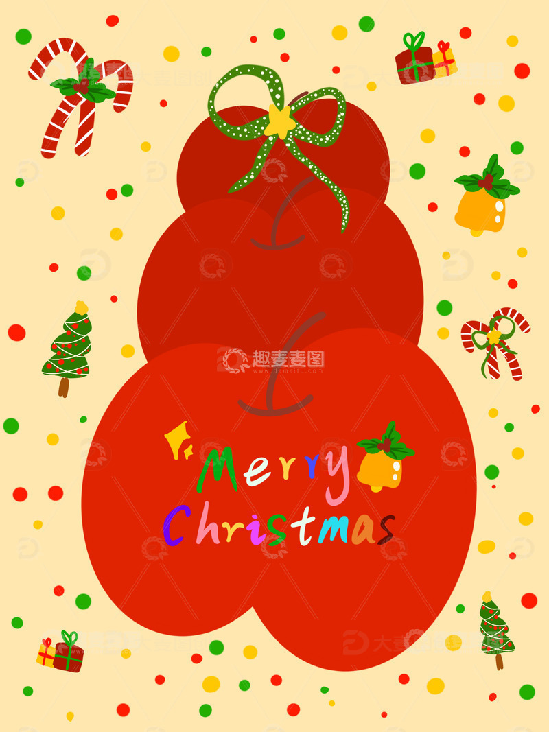 源文件下载【趣麦麦图】圣诞苹果树及小装饰