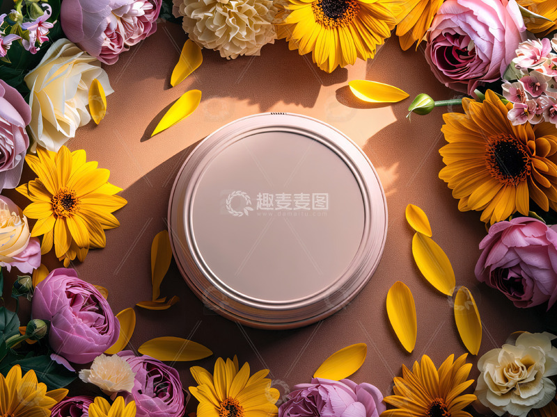 高清大图下载【趣麦麦图】商品展示展台鲜花背景115