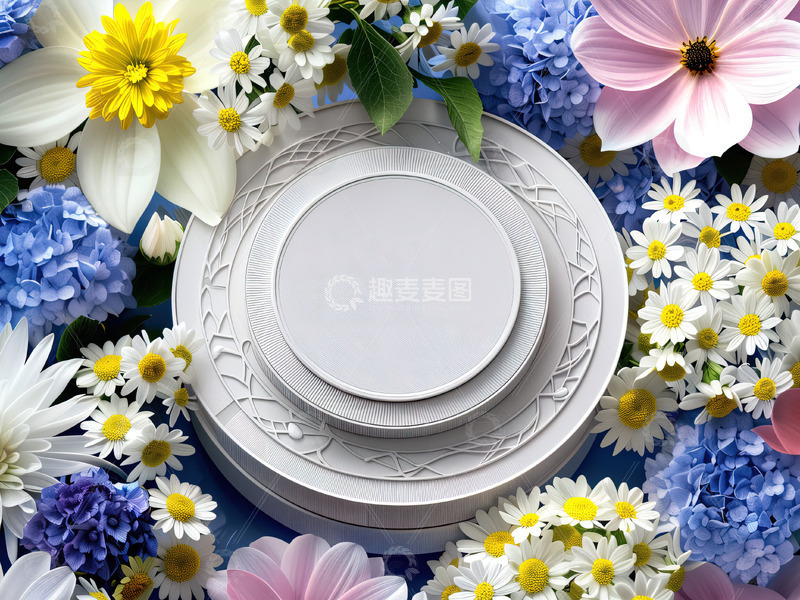 高清大图下载【趣麦麦图】商品展示展台鲜花背景114