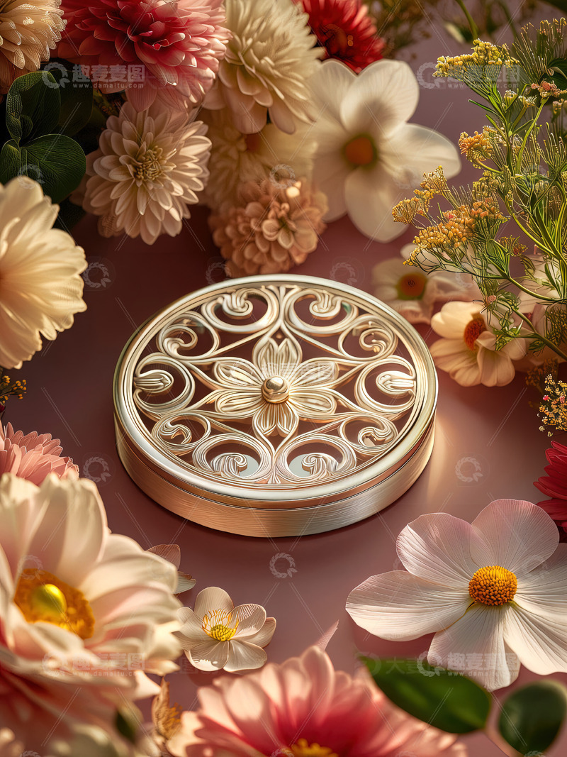 高清大图下载【趣麦麦图】商品展示展台鲜花背景96