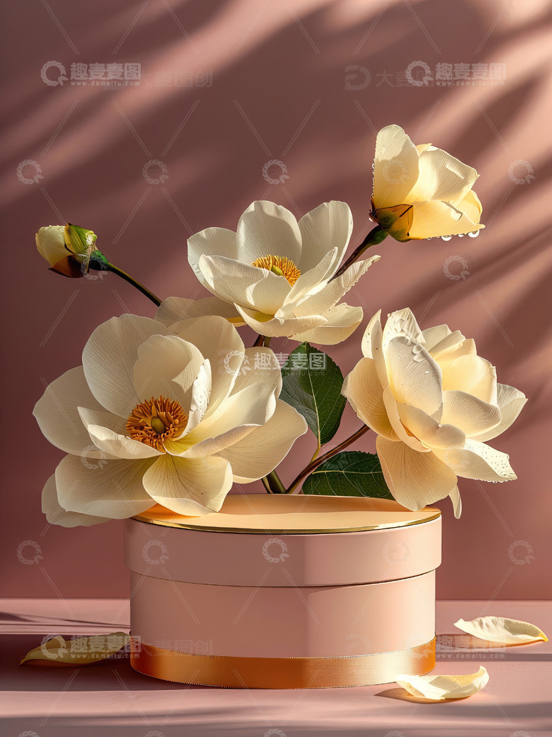 高清大图下载【趣麦麦图】商品展示展台鲜花背景98