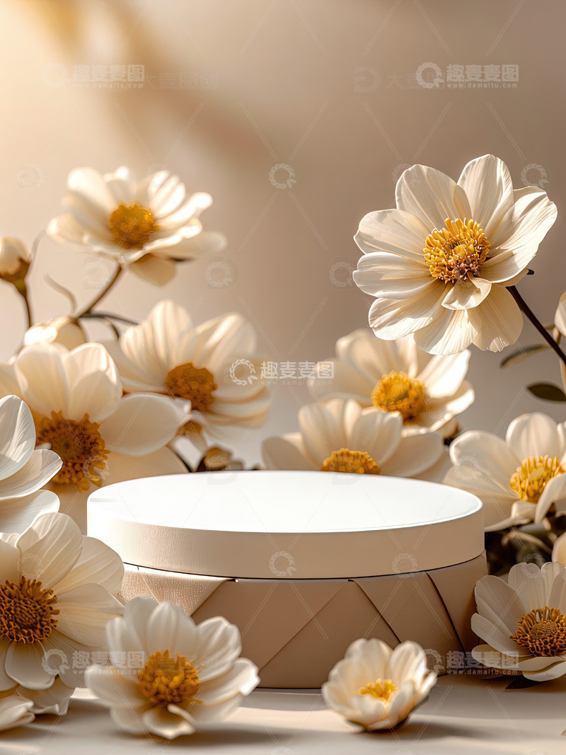 高清大图下载【趣麦麦图】商品展示展台鲜花背景91