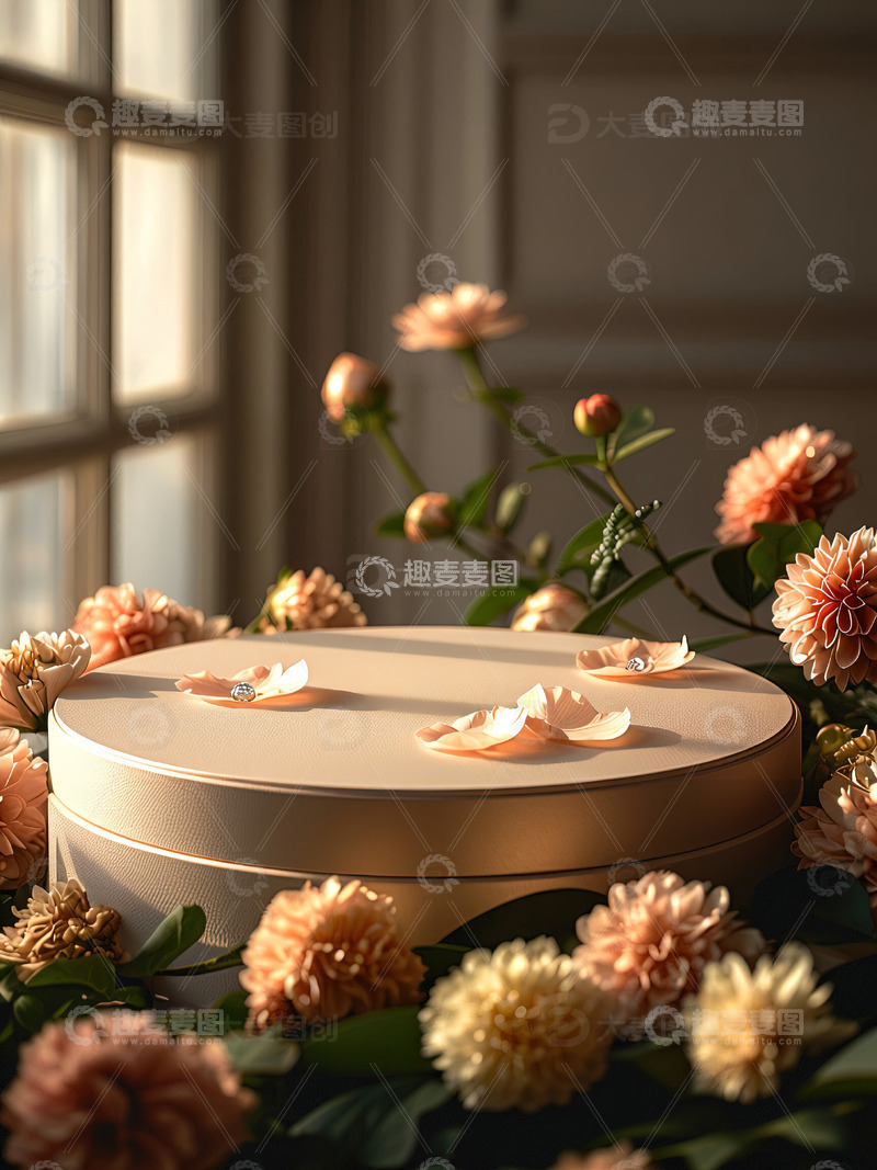 高清大图下载【趣麦麦图】商品展示展台鲜花背景94