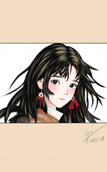 黑发女孩半身图