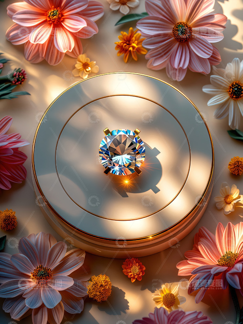 高清大图下载【趣麦麦图】商品展示展台鲜花背景133