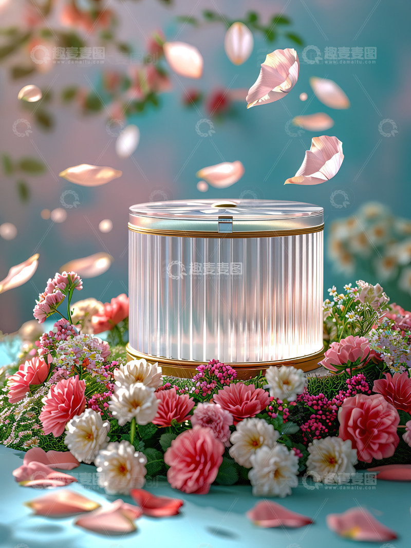 高清大图下载【趣麦麦图】商品展示展台鲜花背景134