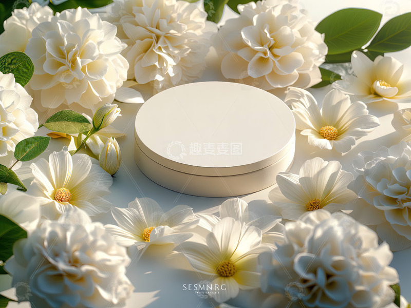 高清大图下载【趣麦麦图】商品展示展台鲜花背景128