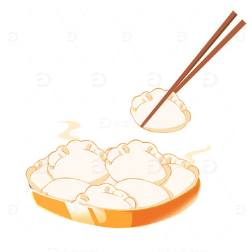 卡通饺子手绘素材