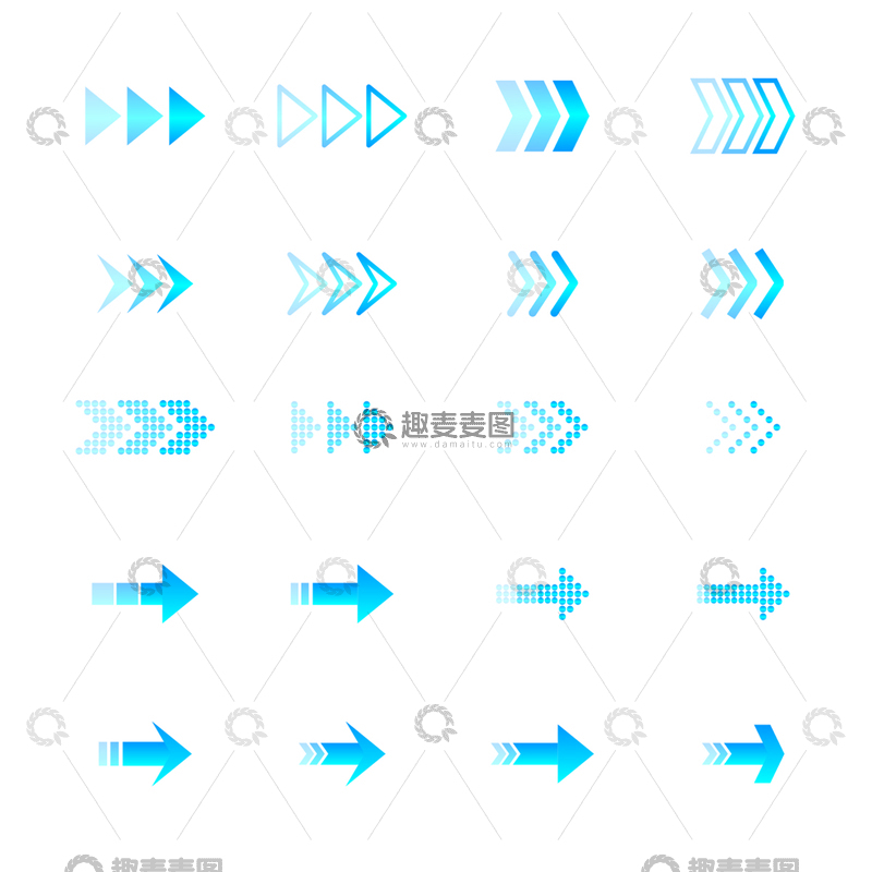 源文件下载【趣麦麦图】-蓝色渐变科技矢量箭头元素