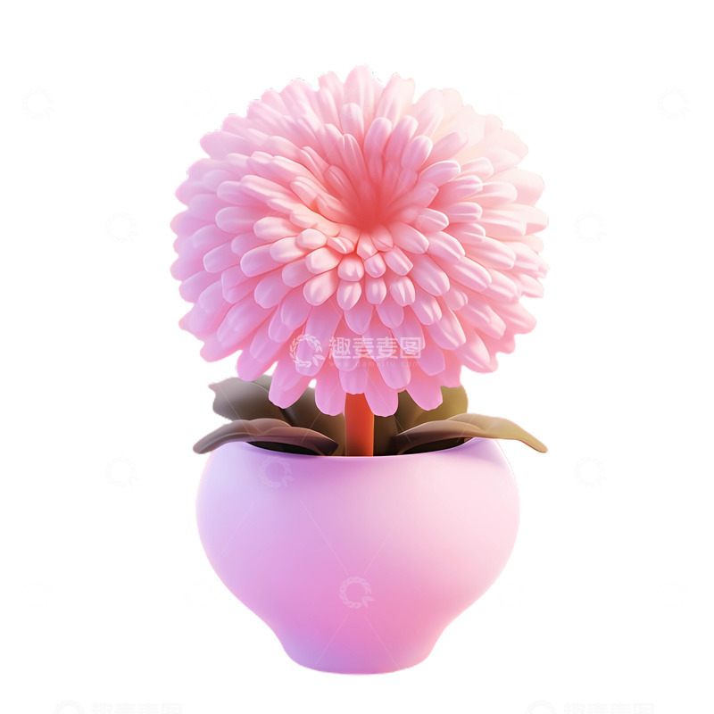 高清大图下载【趣麦麦图】3D盆栽菊花
