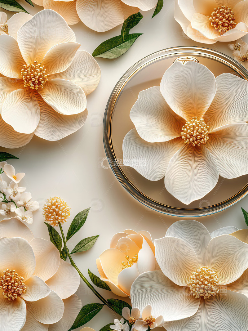 高清大图下载【趣麦麦图】商品展示展台鲜花背景140