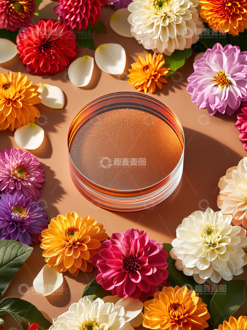 高清大图下载【趣麦麦图】商品展示展台鲜花背景141