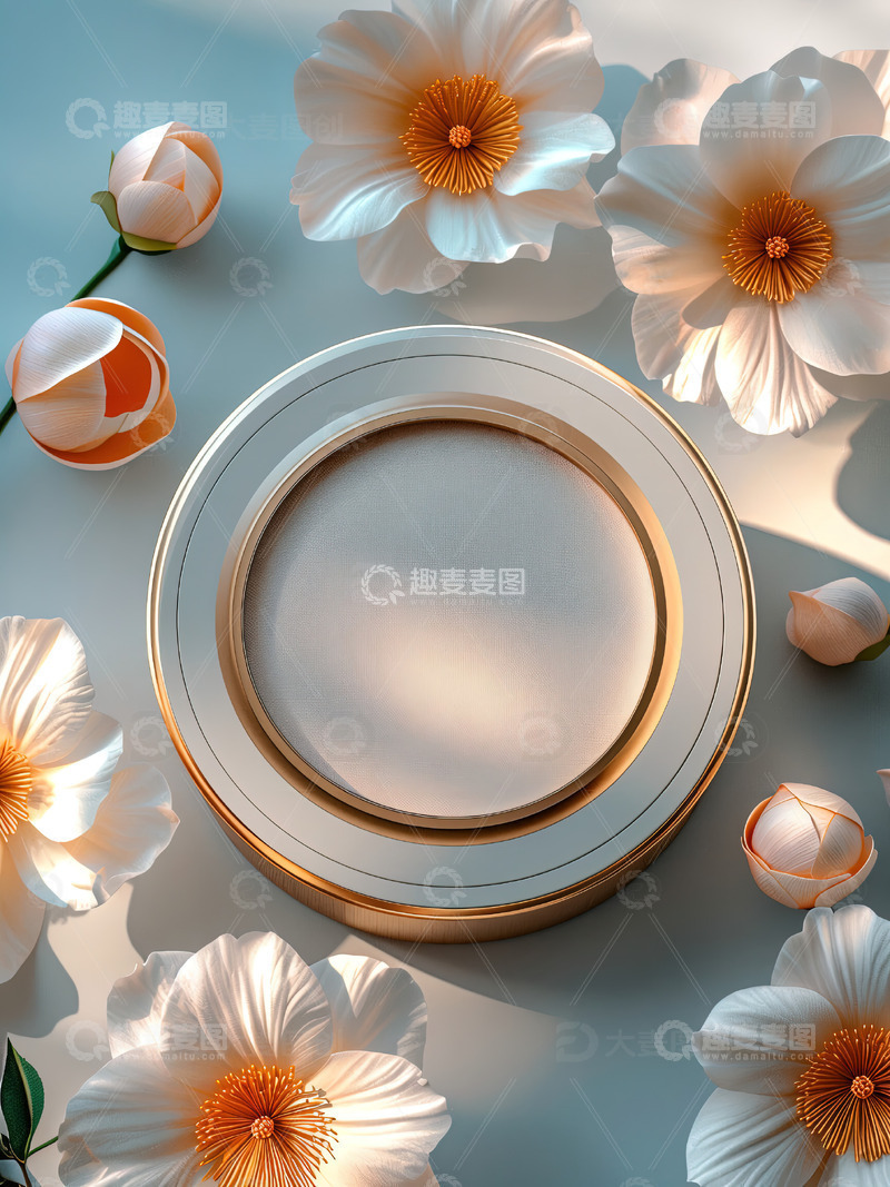 高清大图下载【趣麦麦图】商品展示展台鲜花背景145