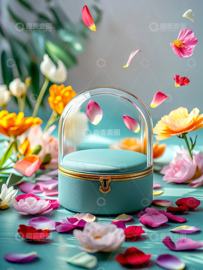 高清大图下载【趣麦麦图】商品展示展台鲜花背景138