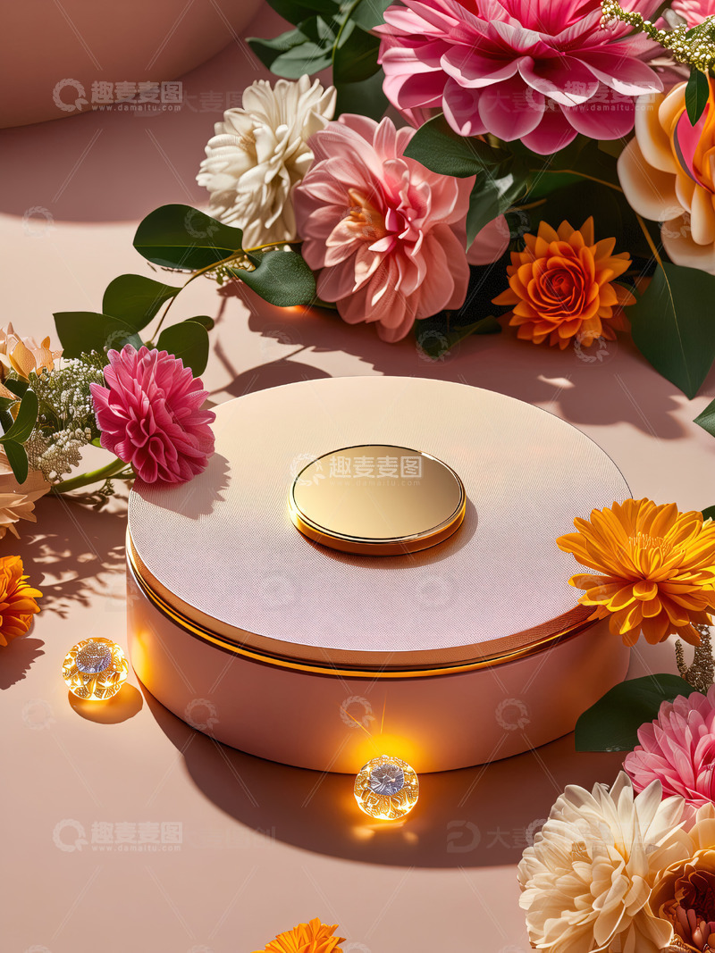 高清大图下载【趣麦麦图】商品展示展台鲜花背景129