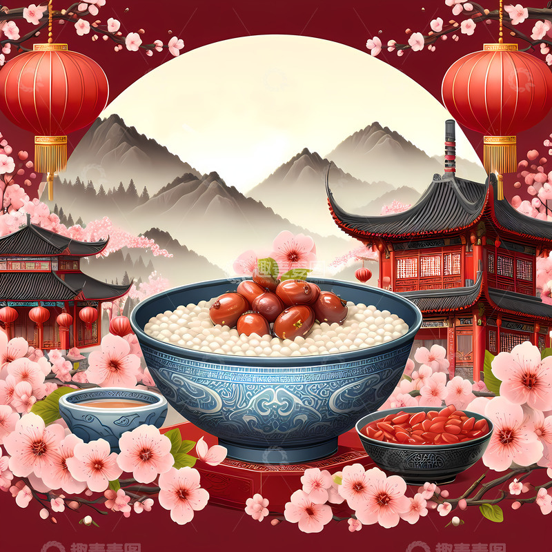 高清大图下载【趣麦麦图】腊八节腊八粥