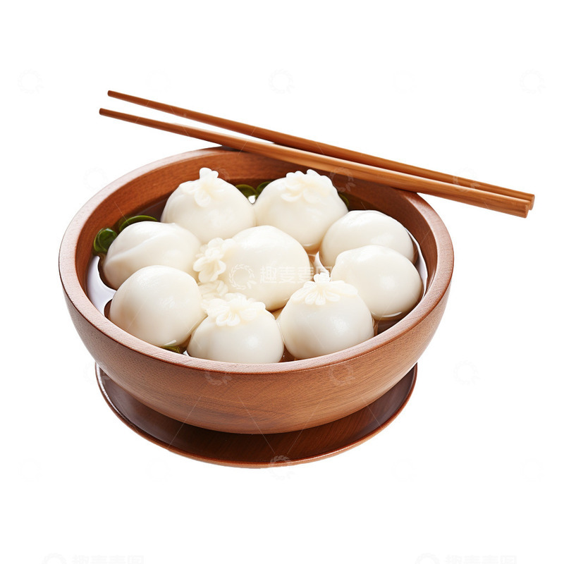高清大图下载【趣麦麦图】木碗装着汤圆