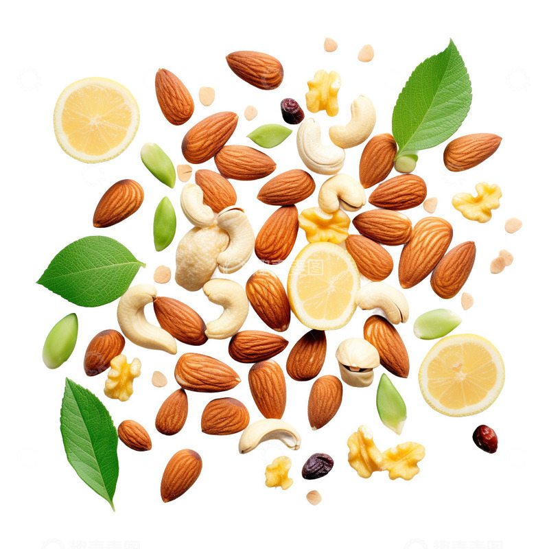 高清大图下载【趣麦麦图】各种坚果平铺元素