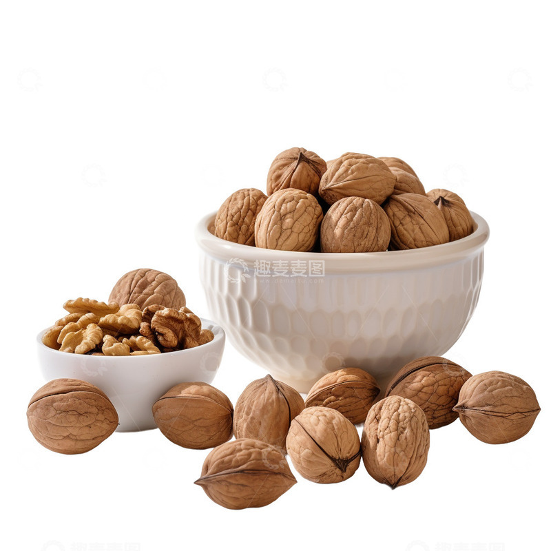 高清大图下载【趣麦麦图】一碗核桃免抠素材图