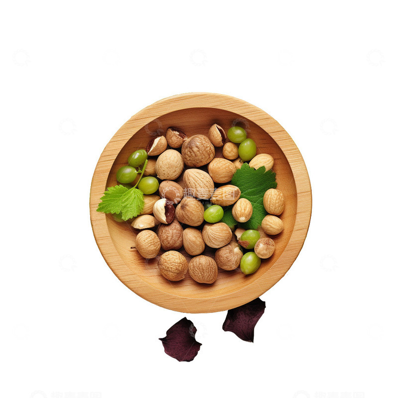 高清大图下载【趣麦麦图】一小盘坚果的顶视图