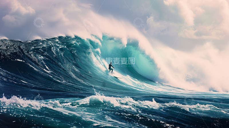 高清大图下载【趣麦麦图】乘风破浪海浪冲浪背景