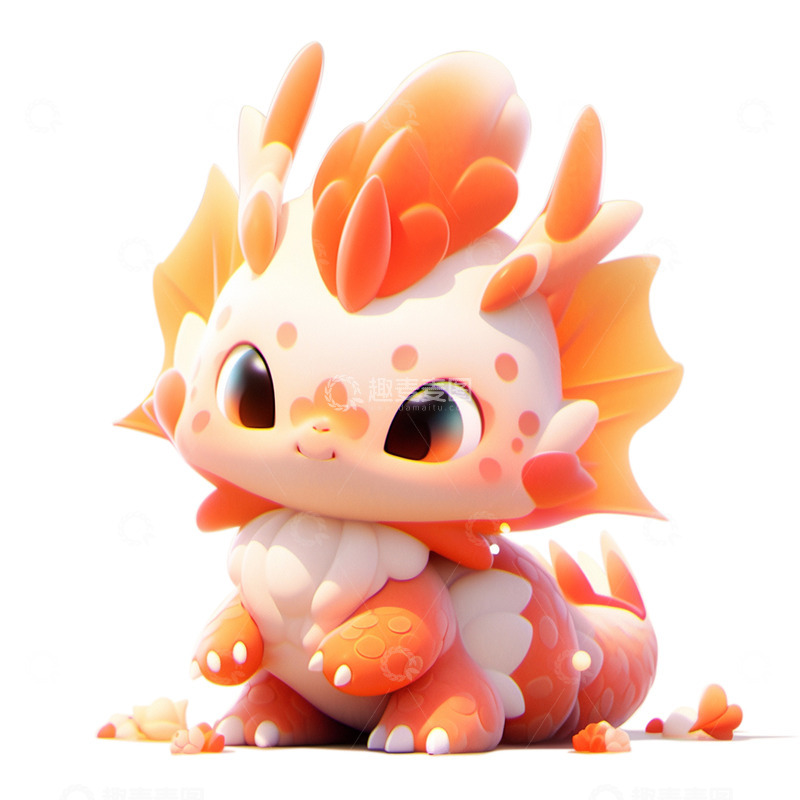 春节宝宝龙橘色中国龙Q版可爱卡通形象