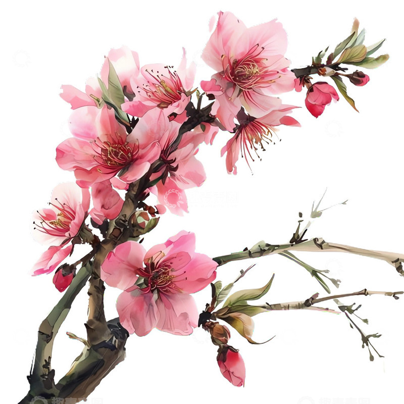 高清大图下载【趣麦麦图】水彩风格樱花