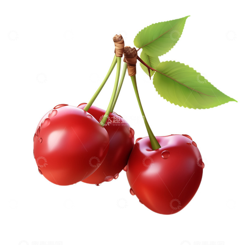 高清大图下载【趣麦麦图】三颗车厘子樱桃卡通模型