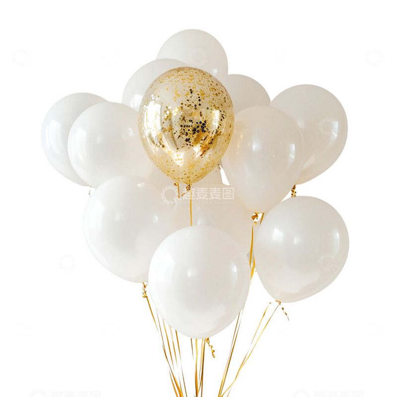 高清大图下载【趣麦麦图】金色与白色的气球