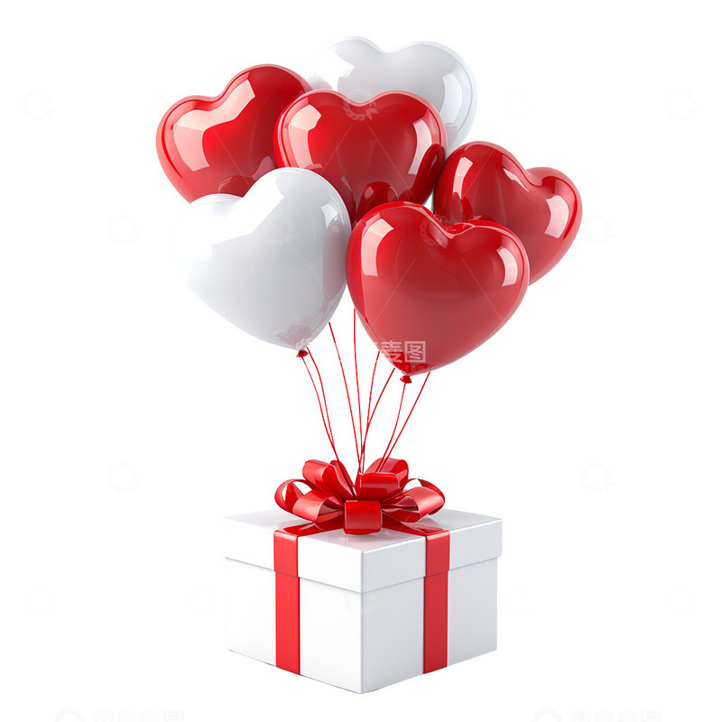高清大图下载【趣麦麦图】爱心气球礼盒