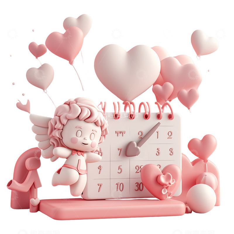 高清大图下载【趣麦麦图】卡通丘比特日历