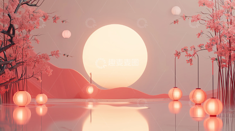 高清大图下载【趣麦麦图】3D风格元宵节背景