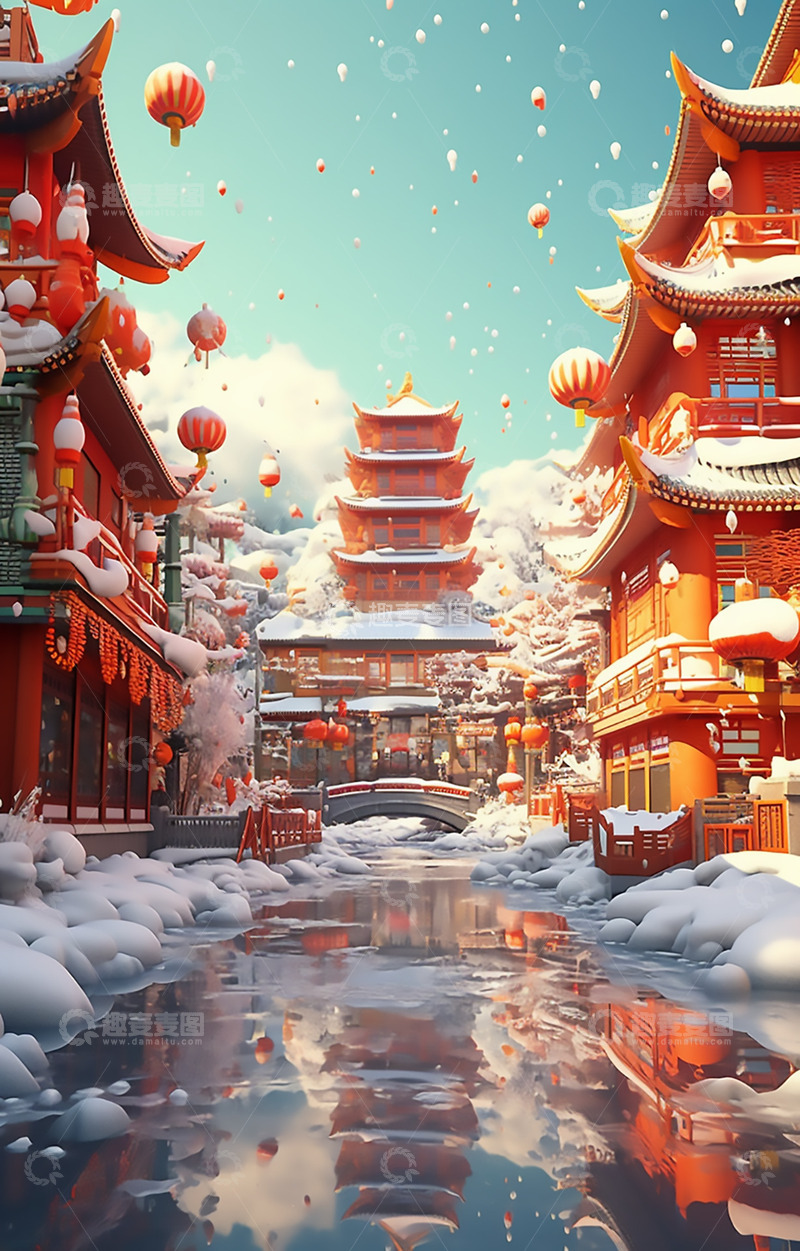 高清大图下载【趣麦麦图】新春灯笼元宵节背景壁纸