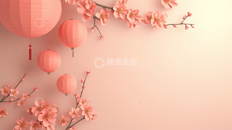 高清大图下载【趣麦麦图】新年粉色背景