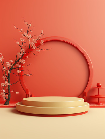 电商详情页红色新年新春主图背景