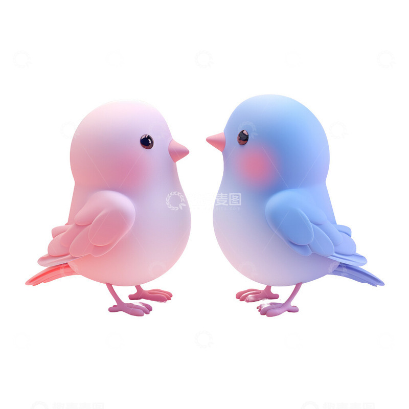 高清大图下载【趣麦麦图】可爱的3D爱情鸟
