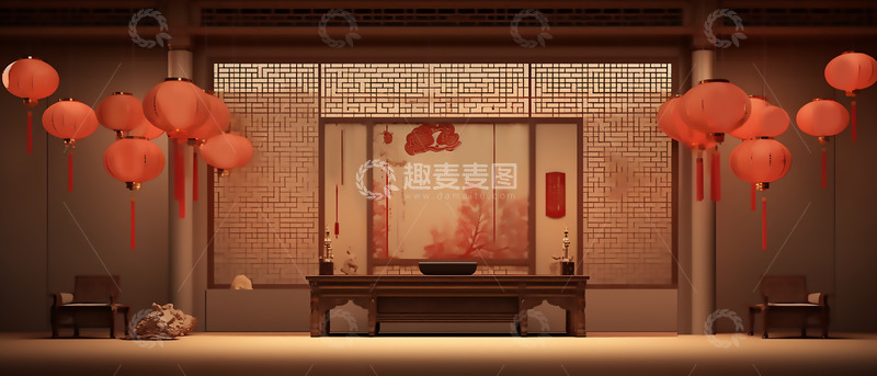 高清大图下载【趣麦麦图】元宵节新春新年灯笼背景壁纸