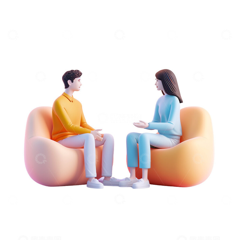 高清大图下载【趣麦麦图】3D情侣坐在一起免扣